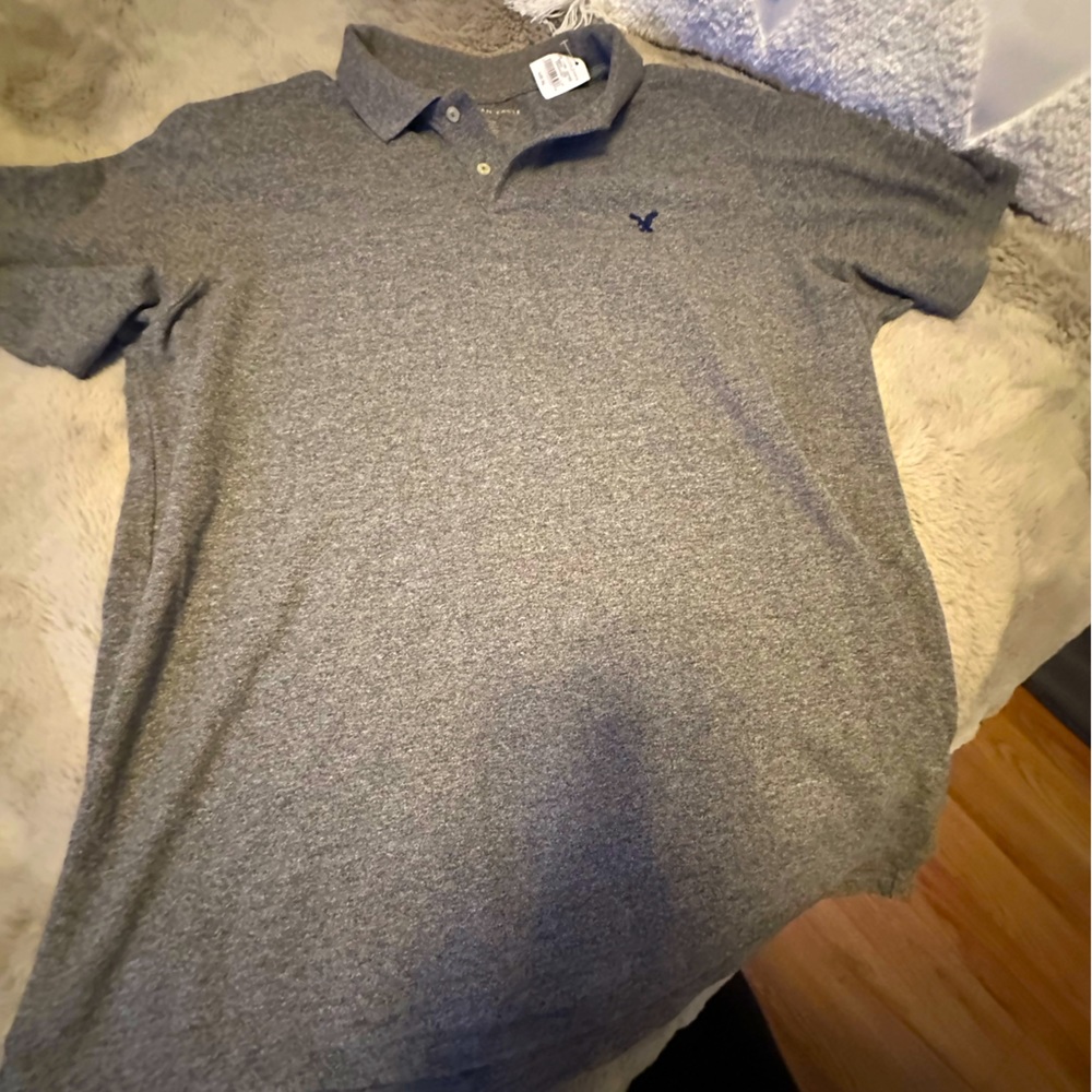 NWT —AMERICAN EAGLE MENS XL GREY SHORT SLEEVE COTTON POLO